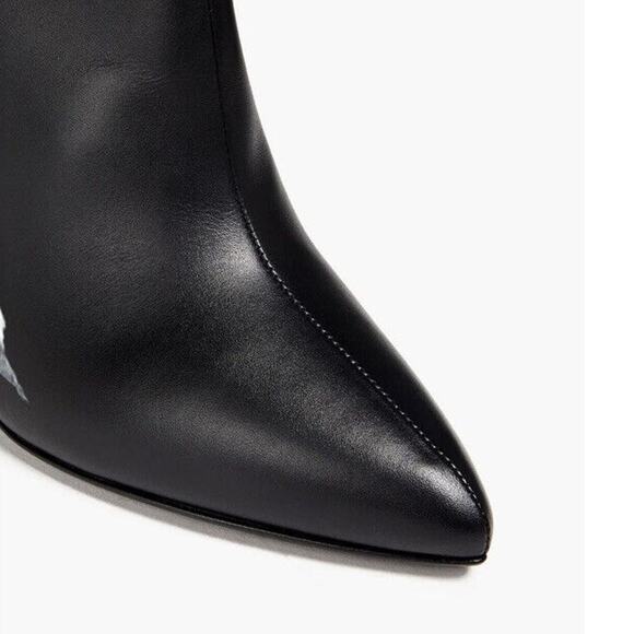 New Valentino Leather Rose Print Boots - Picture 8 of 9